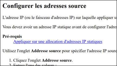 Capture d'écran montrant une sortie XHTML de liens apparentés requis dans la section pré-requis