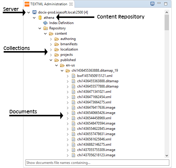 Example of the TEXTML Administration view