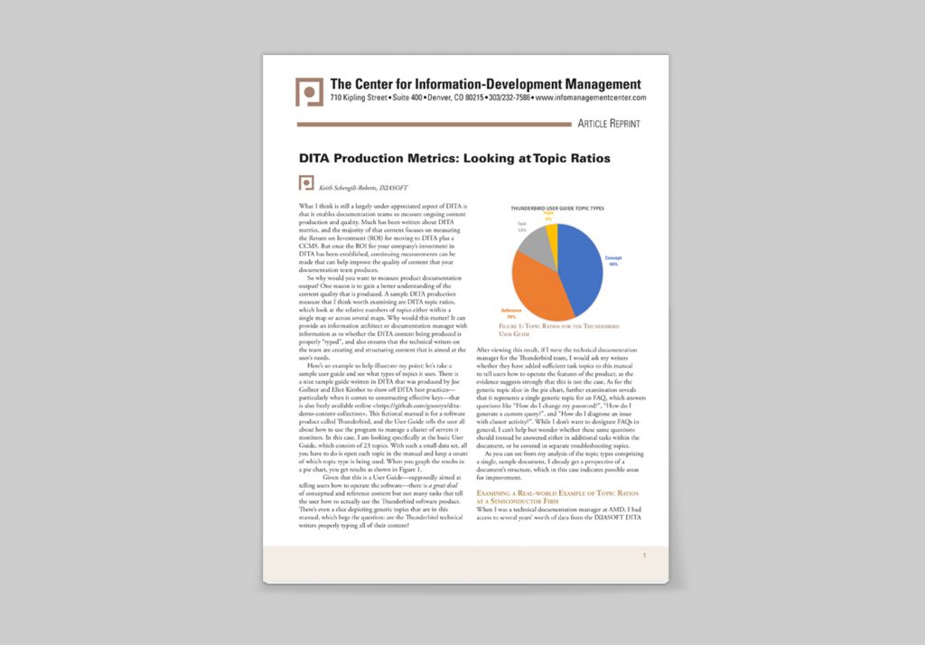 Title page for DITA production metrics article