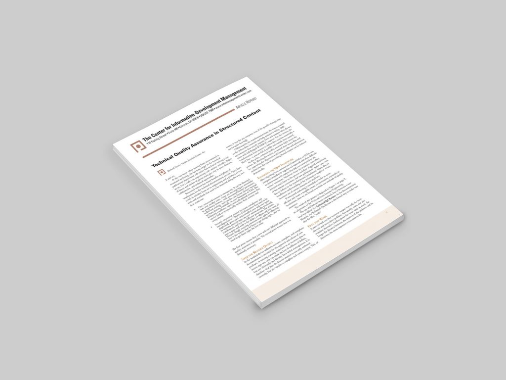 Screenshot of PDF article on technical quality assurance in structured content.