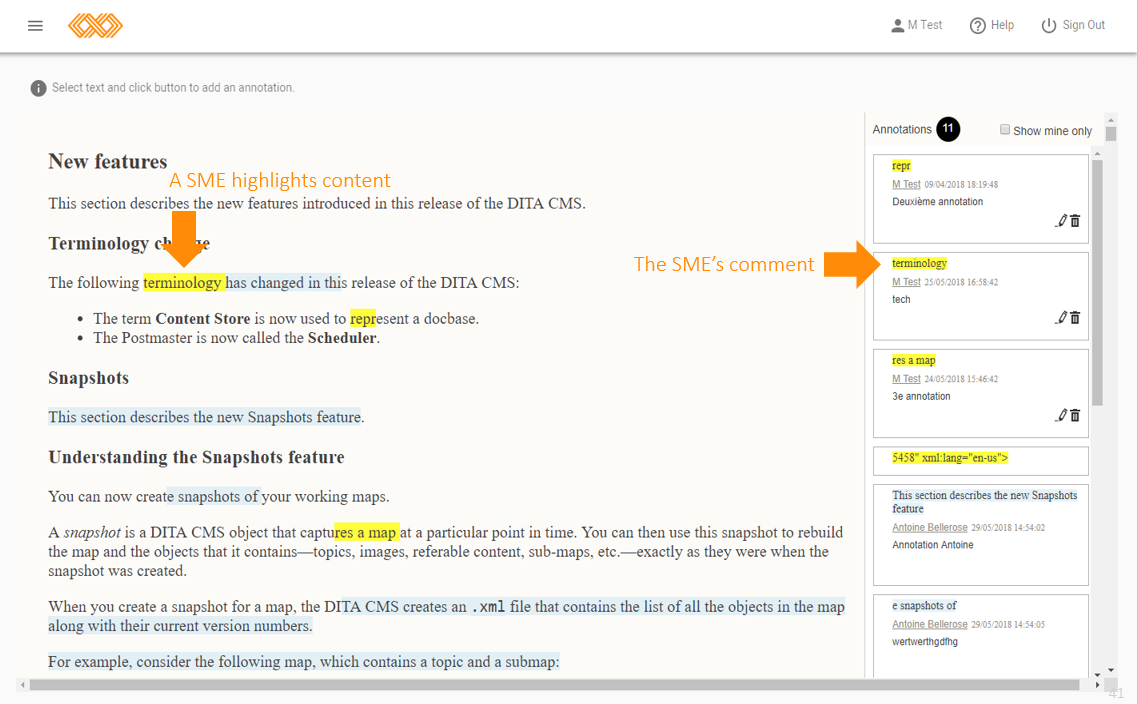 Screenshot of IXIASOFT CCMS.